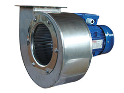 Ventilateur vapeurs corrosives - Inox - 0,12 kW<br> Triphasé 400 V - 1500 tr/min - BA 130-64 -LG