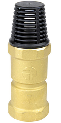 Crépine anti-sable en inox installée à l'extrémité d'un tuyau d'aspiration pour filtrer les particules solides et protéger une pompe de surface