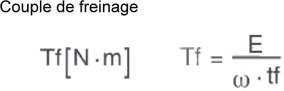 Equation du couple de freinage