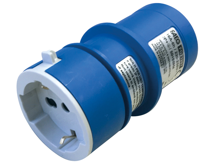 Adaptateur mâle CE/SCHUCO - 220V - IP44<br> 16 A - 2P+T