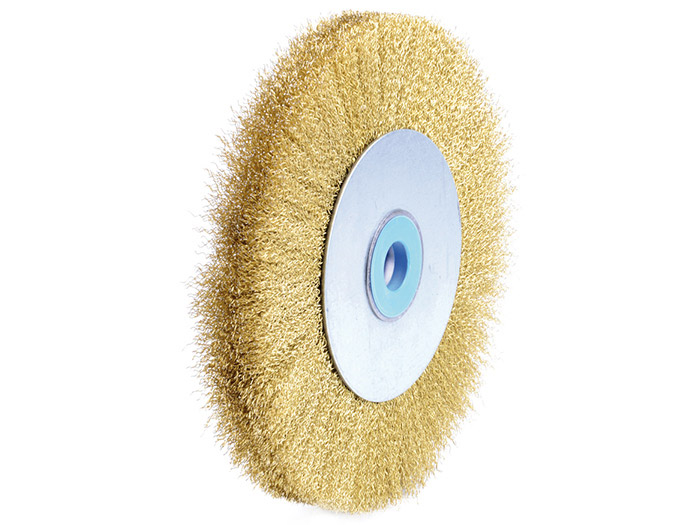 Brosse métallique pour touret - Ø 180 mm<br> Épaisseur 20 mm - Ø bague 16 mm