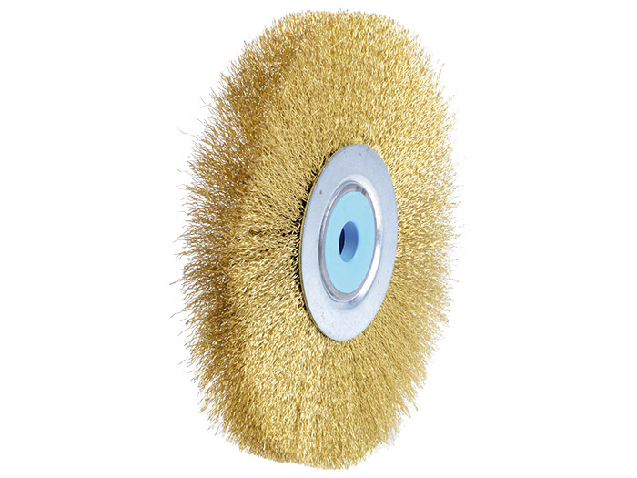 Brosse métallique pour touret - Ø 200 mm<br> Épaisseur 25 mm - Ø bague 20 mm