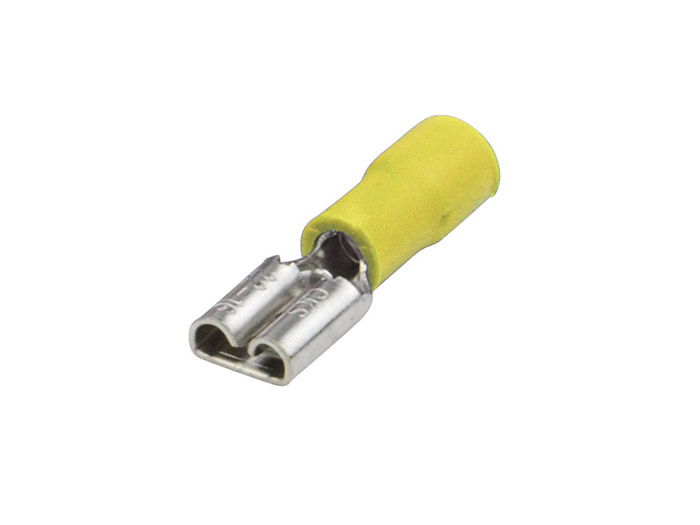 Clip femelle FASTON<br> Largeur 6,3 mm - Jaune - 4 à 6 mm²