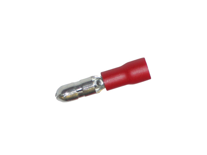 Fiche ronde mâle<br> Rouge - 0,5 à 1,5 mm²