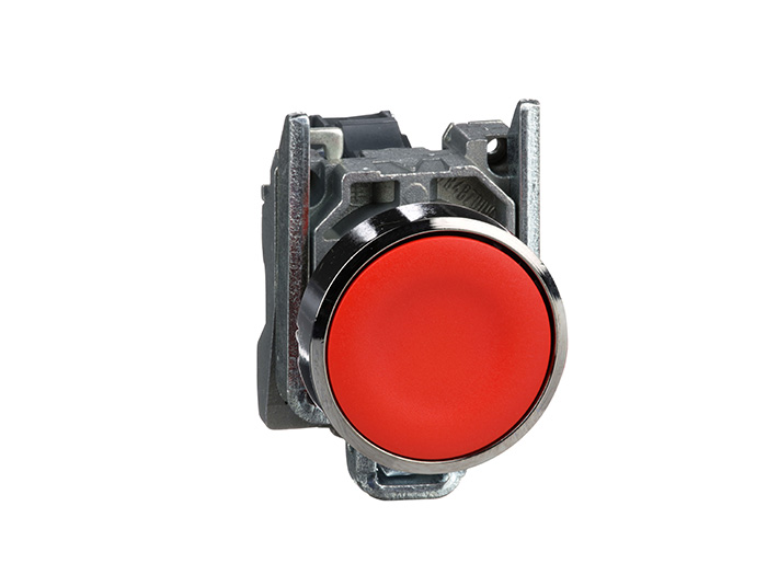 Bouton poussoir - affleurant - 1O - Ø22 - rouge