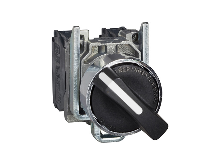 Bouton tournant - 2 posit rappel droit à gauch - 1F - noir - Ø22