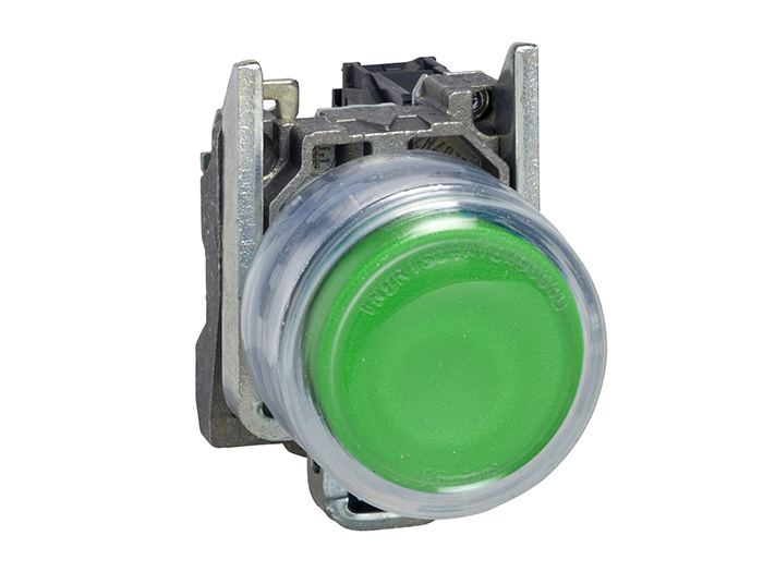 Bouton poussoir à impulsion - Ø22 - capuchonné - vert - 1F - vis