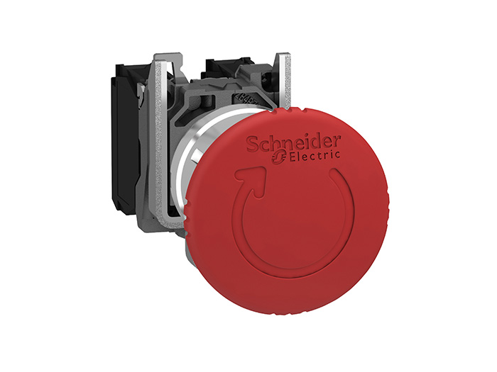 Bouton arrêt urgence - Ø40 - pousser tourner - rouge - 2O - vis