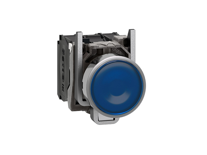 Poussoir lumineux LED - 1F+1O - bleu - Ø22 - 24VACDC