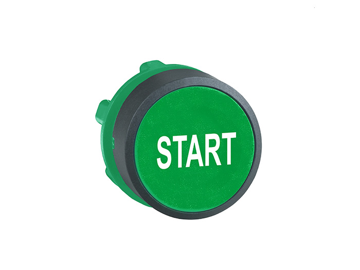 Tête bouton poussoir - affleurant - Ø22 - vert - texte 'START'
