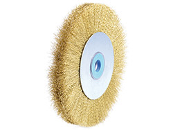 Brosse métallique pour touret - Ø 150 mm<br> Épaisseur 20 mm - Ø bague 16 mm