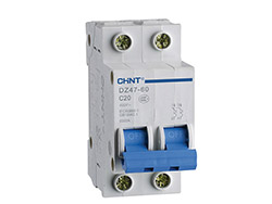 Disjoncteur 2 pôles - Courbe C - DZ47<br> 230/400 V - 6 A - 4,5 kA