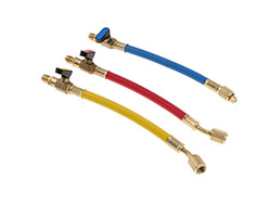 Flexibles de charge 15 cm (x3) avec vannes (J : 1/4