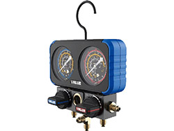 Manomètre 2 voies en coffret classe 1.0 (R22, R134a, R407C & R404A) avec 3 flexibles 1,5 m