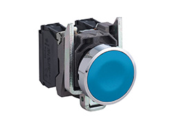 Bouton poussoir - affleurant - 1F - Ø22 - bleu