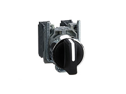 Bouton tournant - 3 positions fixes - 2F - noir - Ø22