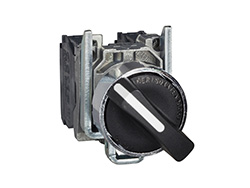 Bouton tournant - 2 posit rappel droit à gauch - 1F - noir - Ø22