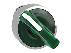 Tête bouton à manette lumineux - Ø22 - 2 pos fix - vert