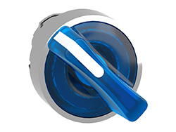 Tête de bouton tournant lumineux - 2 positions Ø22 - bleu