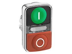 Tête bouton-poussoir double touche Ø22 vert + rouge E S IP66, IP69K